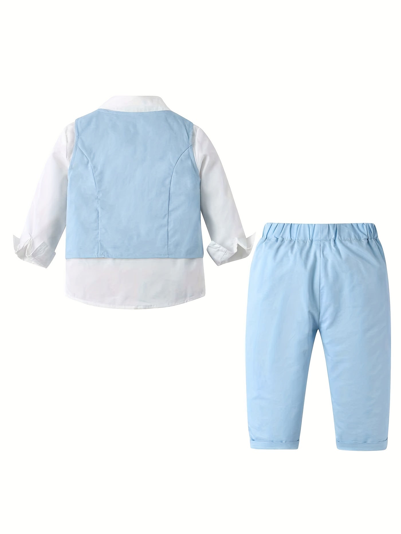 Boys Plaid Gentleman Outfits Long Sleeve Bowtie Shirt&pants&vest Kids Clothing