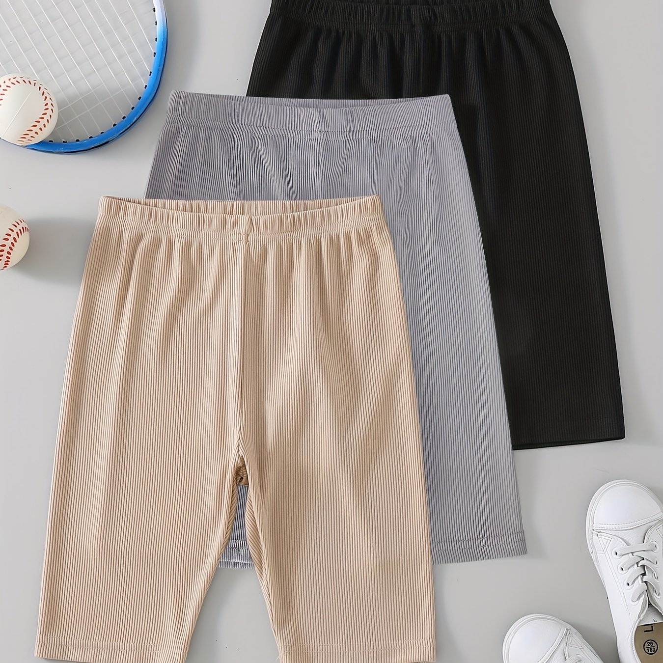 3pcs Girls Thin Casual Elastic Waist Safety Shorts Leggings Under Skirt Dress