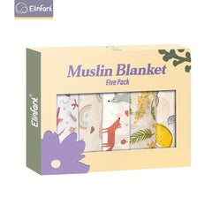 Elinfant 5pcs Set Bamboo Baby Bibs Soft Saliva Towel 60x60cm