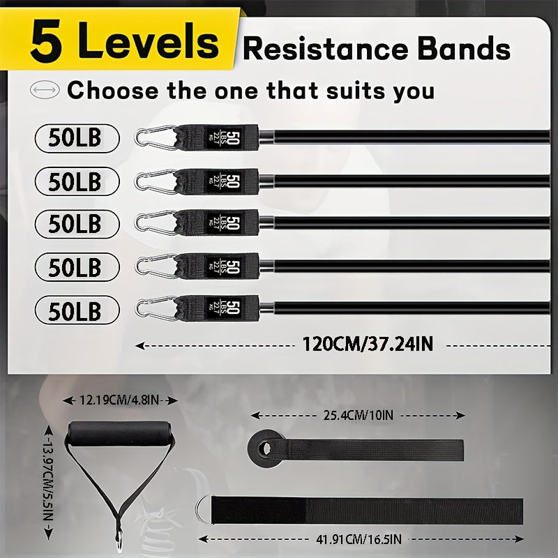 Resistance Bands Set with Door Anchor Handles Carry Bag
