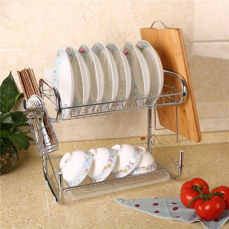 Kitchen Dish Storage Rack with Cup Holder and Chopstick Tube