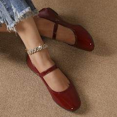 Women's Square Toe Patent Leather Mary Jane Flats