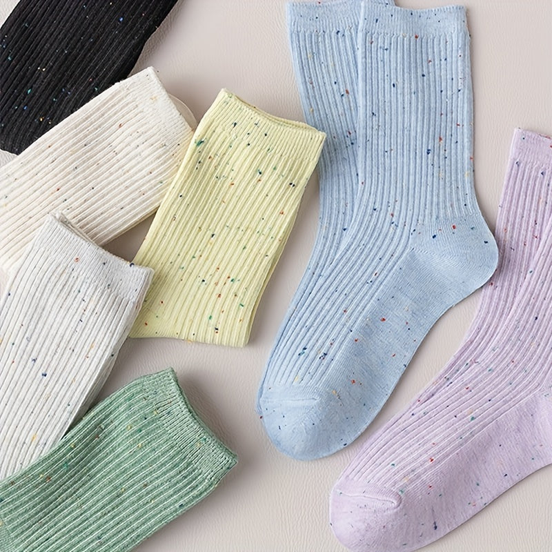 6 Pairs Colorful Polka Dot Socks Comfy & Breathable Mid Tube Socks Women's