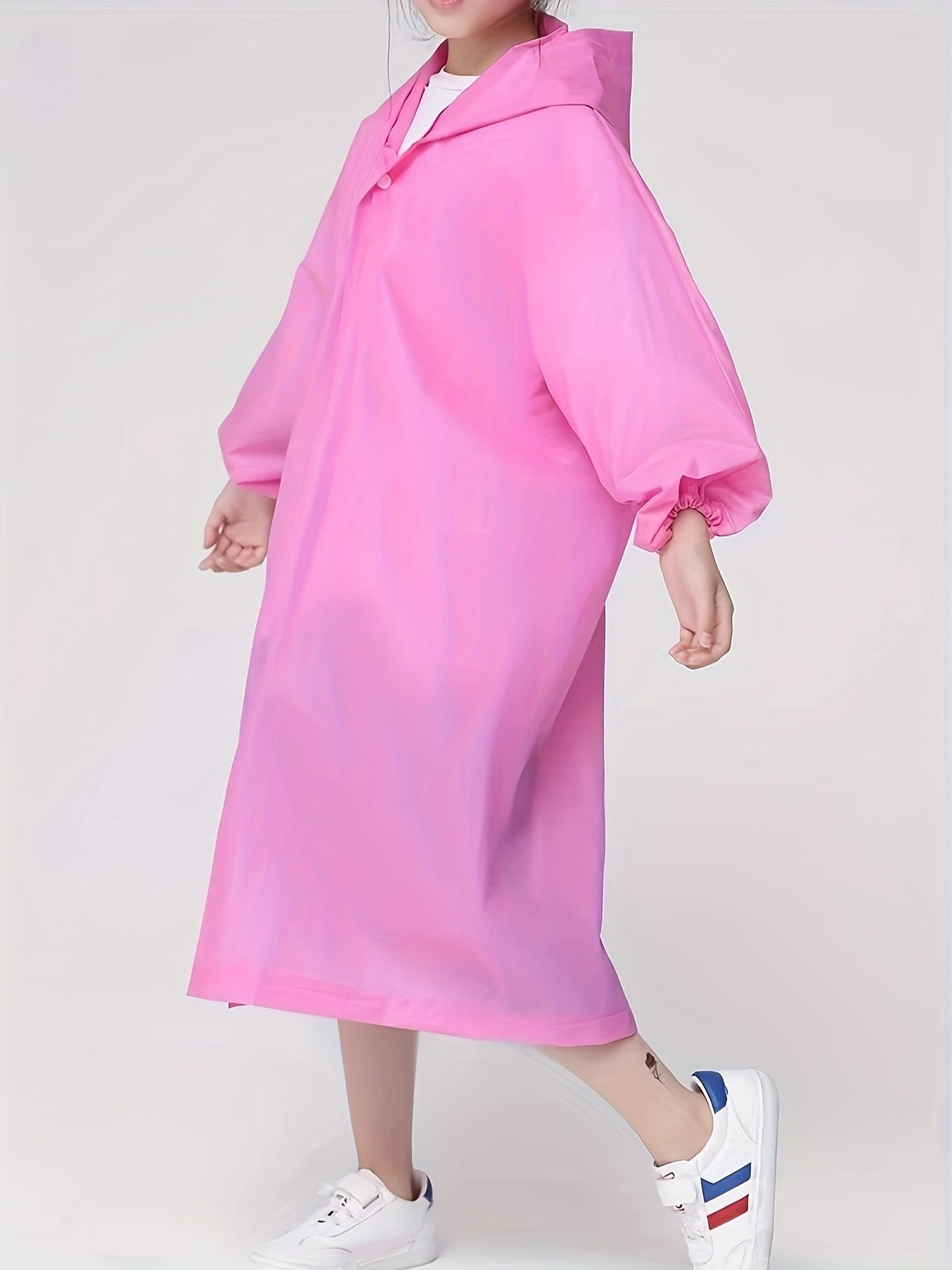 Kids Reusable Transparent Raincoat Button Front