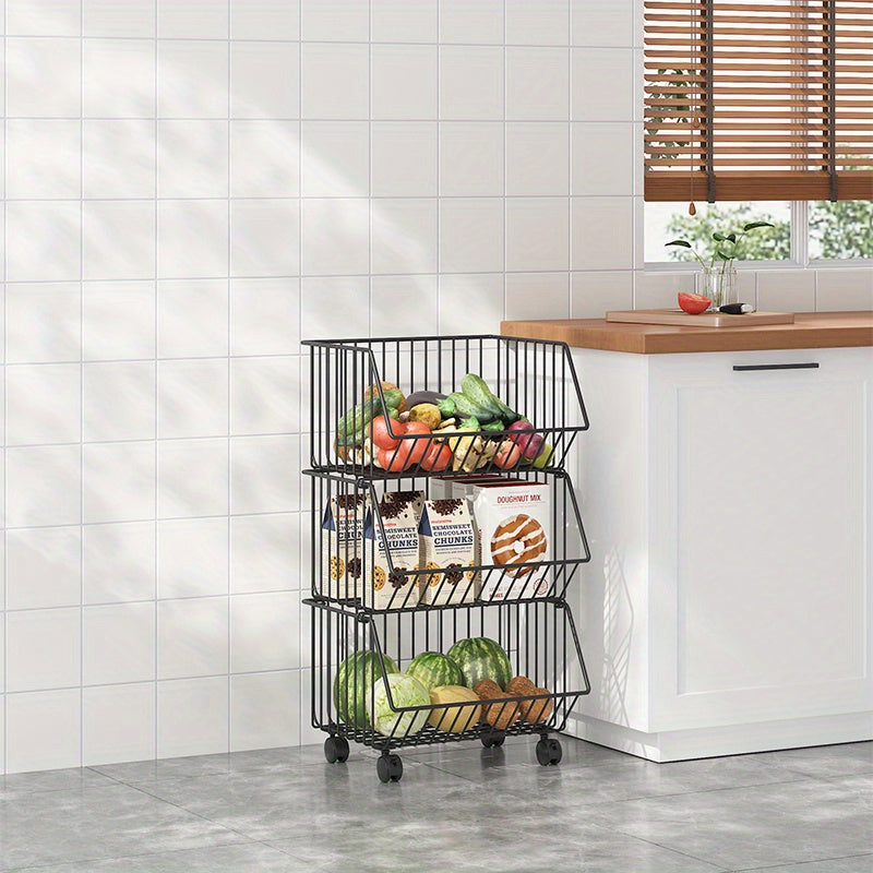 Kitchen Storage Basket Vegetable Fruit Removable Drain Functional Storage
