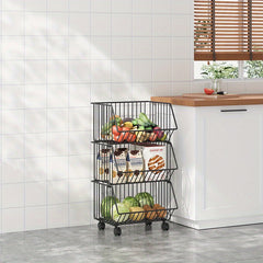 Kitchen Storage Basket Vegetable Fruit Removable Drain Functional Storage