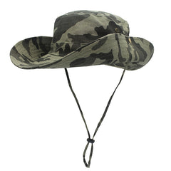 Men's Wide Brim Bucket Hat Sunscreen Benny Hat Camouflage Jungle Fishing Cowboy
