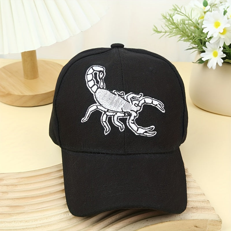 Unisex Sunshade Baseball Cap with Scorpion Embroidery
