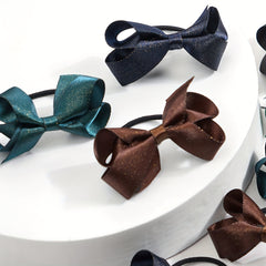 40pcs Glitter Silky Ribbon Bows Hair Tie Elastic Ties Hair Bands For Baby Girls