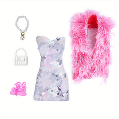 Sequin Skirt Princess Doll Dress for 11 8 Inch Clothes Mini Gown Party Wear