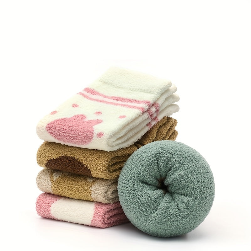 2pcs Baby Girls Coral Fleece Socks Knee Pads Set Infant Toddlers Sleep Socks