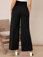 Wide Leg Loose Trousers with Buckle Detail