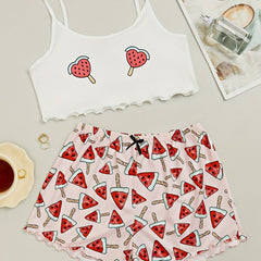 Sleeveless Cami Top & Trim Shorts Pajama Set
