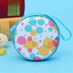 Kids Cartoon Print Round Coin Purse Mini Zipper Storage Box