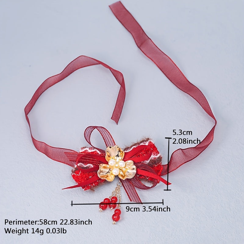 Red Bridal Wrist Wreath Bracelet Bridesmaids Beads Wedding Dress Accessories