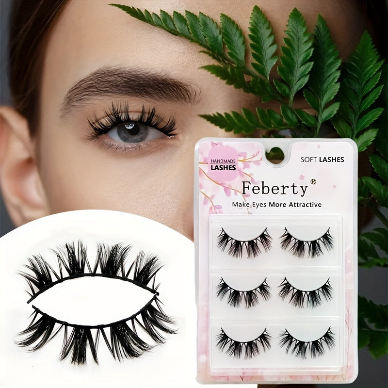 3D Faux Mink Lashes Soft Wispy Fluffy False Eyelashes Curly 3 Pairs