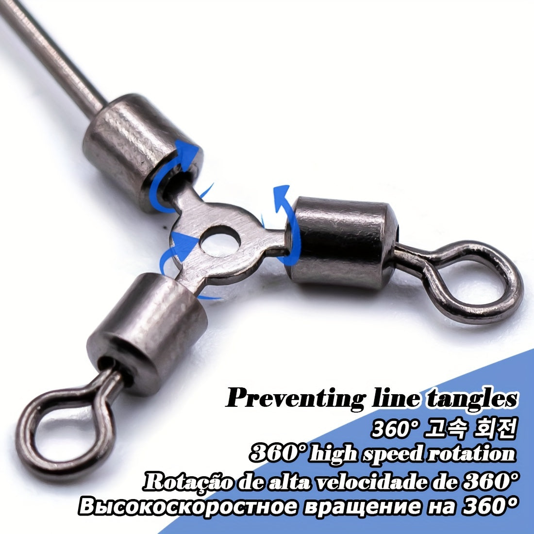 Stainless Steel 3 Way Swivel Ring Fishing Line Hook Connector