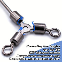 Stainless Steel 3 Way Swivel Ring Fishing Line Hook Connector