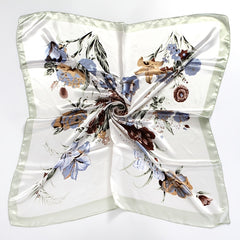 Vintage Flower Print Square Scarf Satin Shawl Windproof Head Wrap