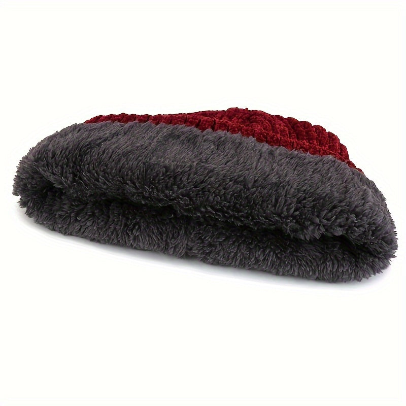 Chenille Velvet Pullover Hat Winter Windproof Knitted Hat Ski Cycling Beanie