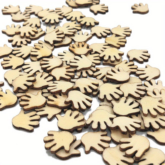 50pcs 20mm Wooden Baby Hands for Kids Projects, Painting, Signing