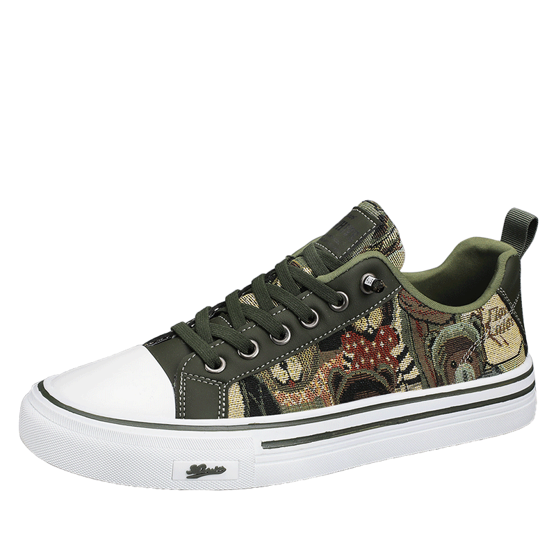 Men's Graphic Canvas Sneakers Casual Walking Shoes