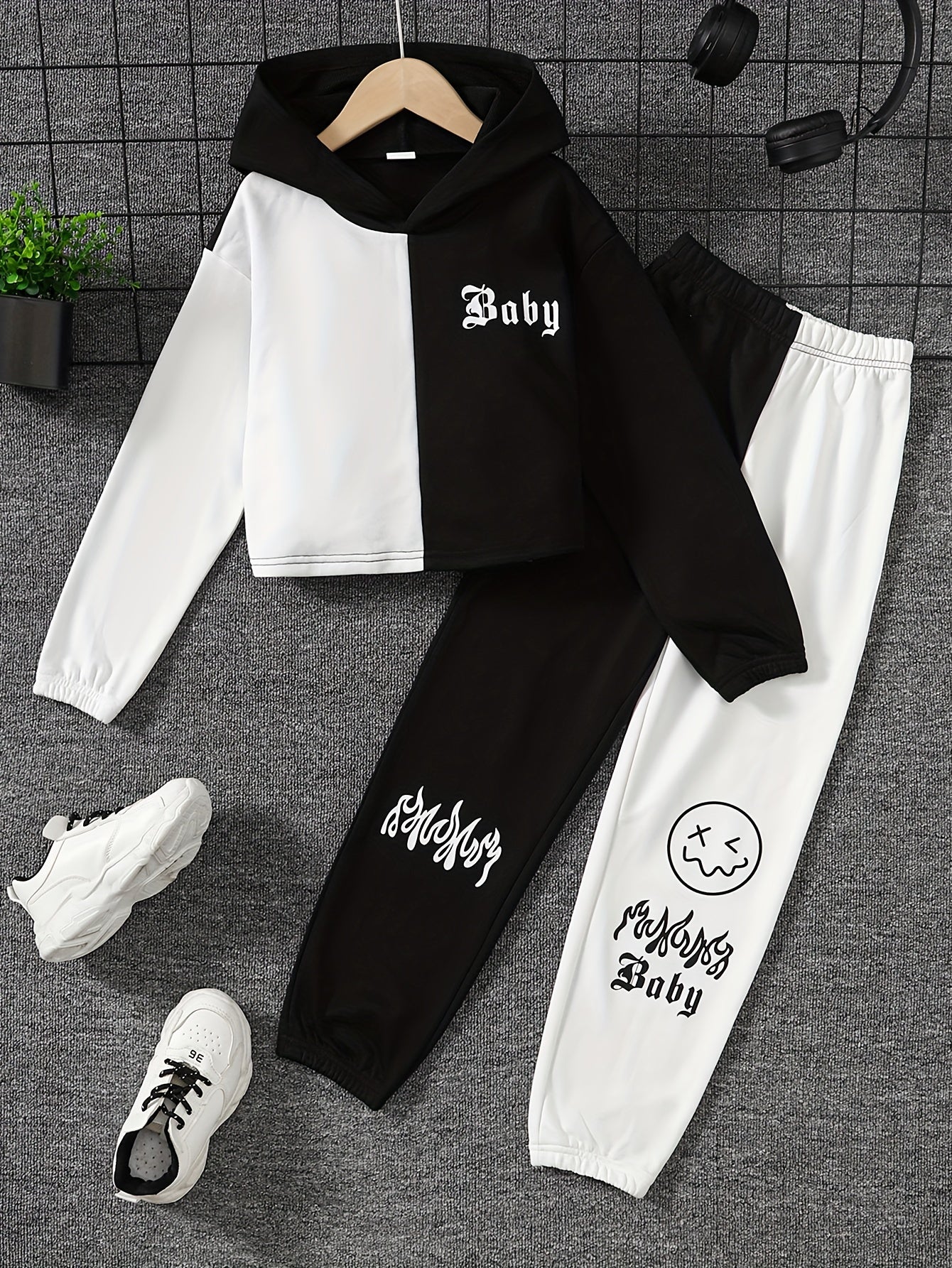 Girl's 2pcs Hoodie & Sweatpants Set BABY Print Casual Outfits