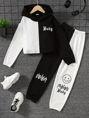 Girl's 2pcs Hoodie & Sweatpants Set BABY Print Casual Outfits