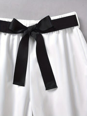 Girls Cotton Ribbed Short Sleeve Top Wide Leg Pants Summer