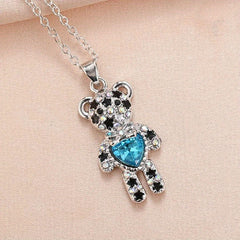 Bear Pendant Rhinestone Heart Shape Crystal Men's Jewelry