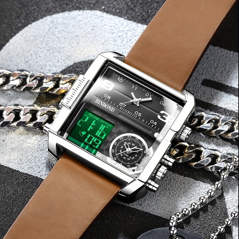 Men's Sports Dual Display Large Dial Quartz Watch