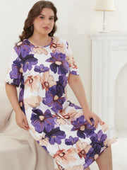 Casual Nightdress Womens Plus High Stretch Tee Sleep Dress