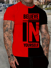 Men's Believe In Yourself Print T shirt Casual Comfy 3D Print Tee Men's Clothing