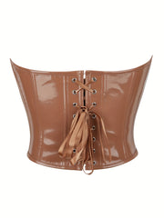 Strapless Corset Bustier Tummy Control Lace Up Body Shaper