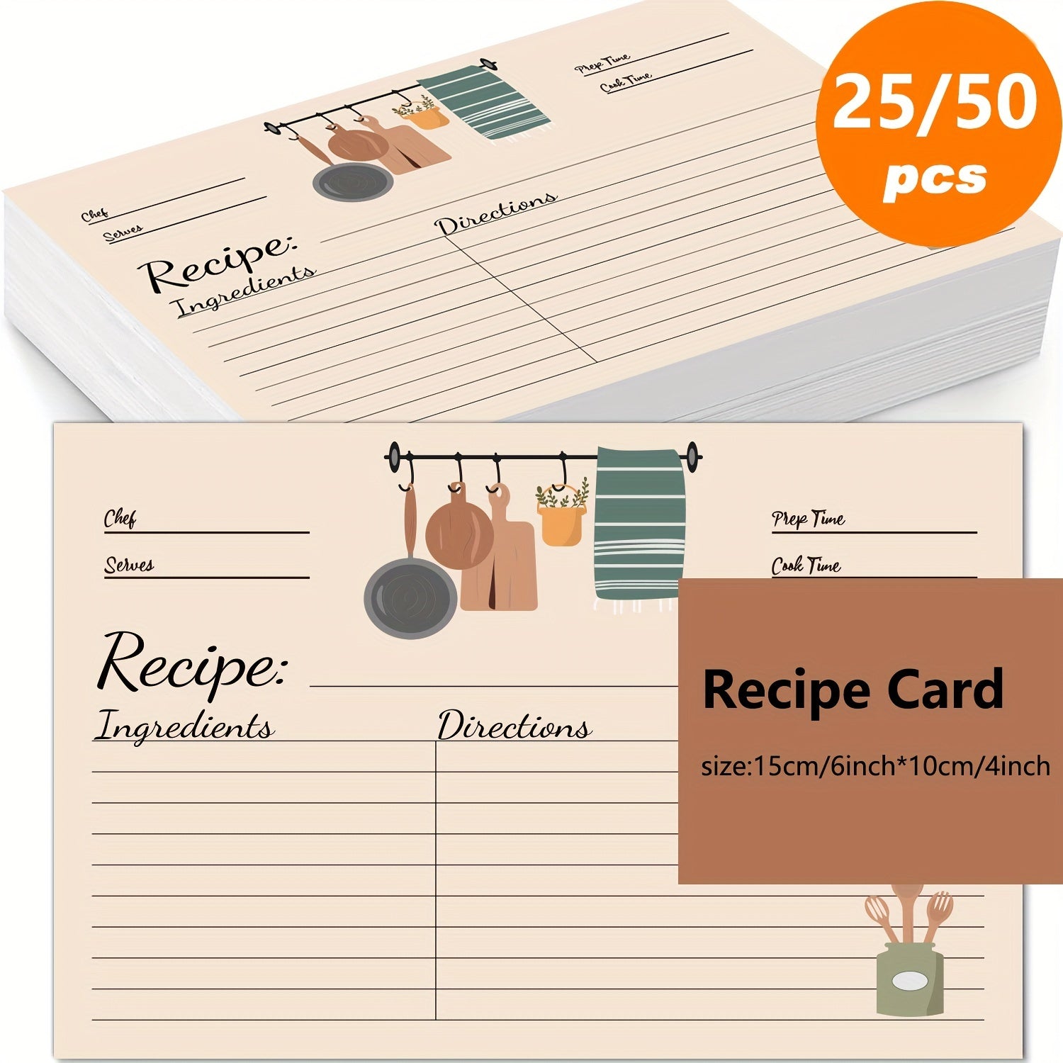 50pcs Kitchen Recipe Card Set DIY Recipe Card Box Wedding Bridal Shower