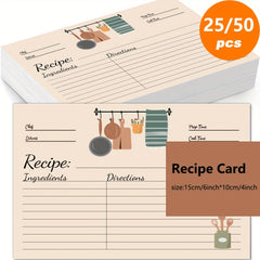 50pcs Kitchen Recipe Card Set DIY Recipe Card Box Wedding Bridal Shower