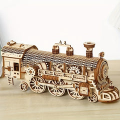Arrival Gear Steam Train Wood Puzzle Model 3D Assembly Adult Decompression Toy