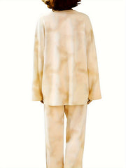 Tie Dye Pajama Set Long Sleeve Top & Pants Women's Sleepwear