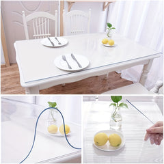 Transparent PVC Tablecloth Heat/Water Resistant Non-Slip Washable - Home/Hotel