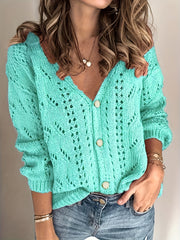 Casual Cardigan Hollow Out Long Sleeve Button Up