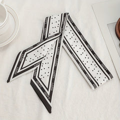 Happy Dot Print Skinny Scarf Silky Long Ribbon Neckerchief