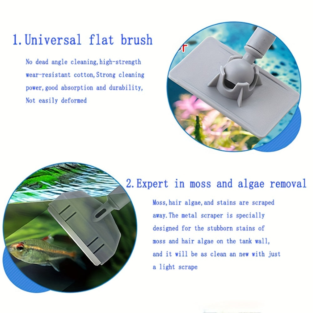 Fish Tank Glass Cleaning Brush Aquarium Tools 5 in 1 Cleaning Set
