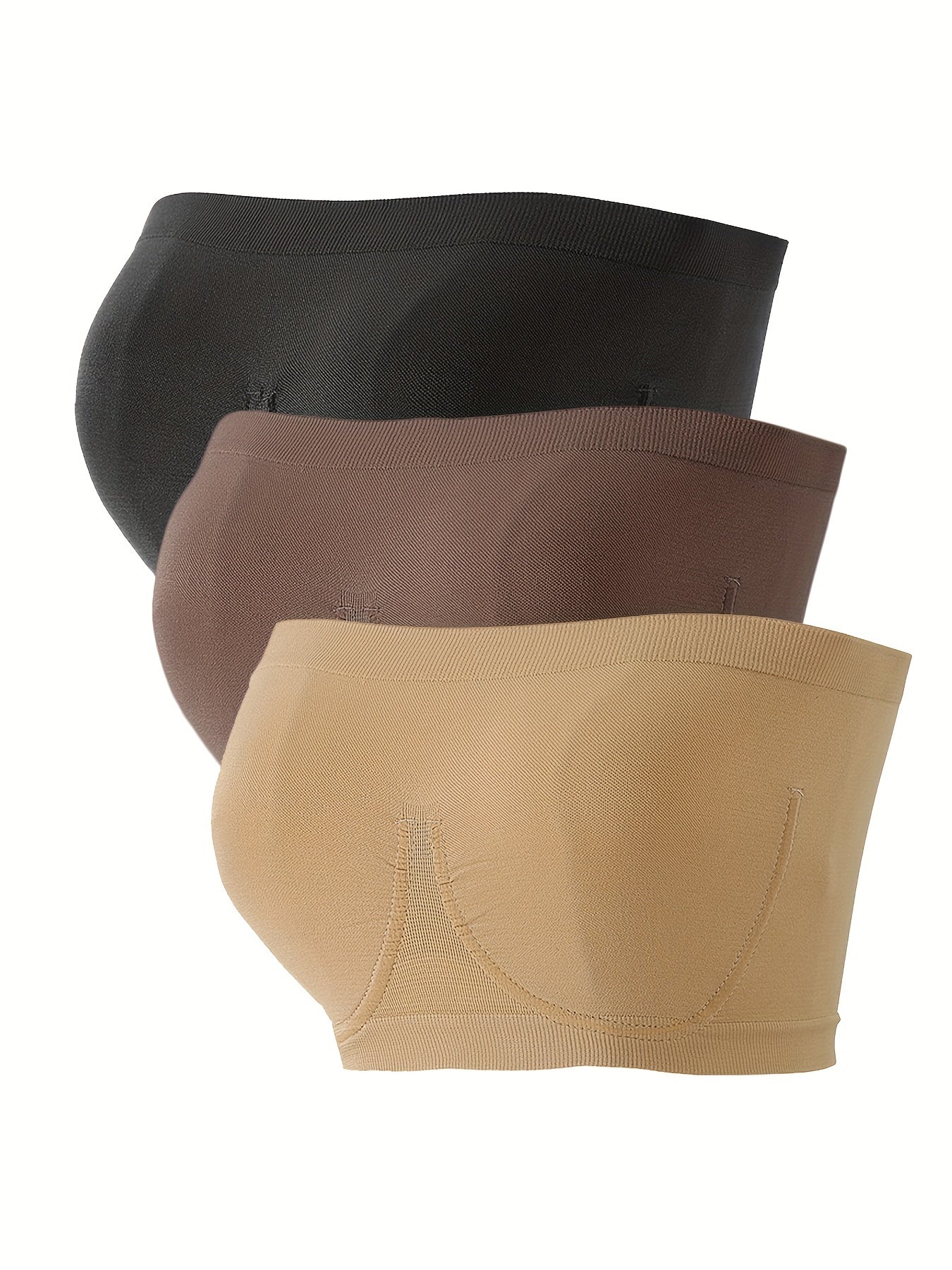 3pcs Strapless Bandeau Bras Comfy Breathable Stretch Everyday Bra