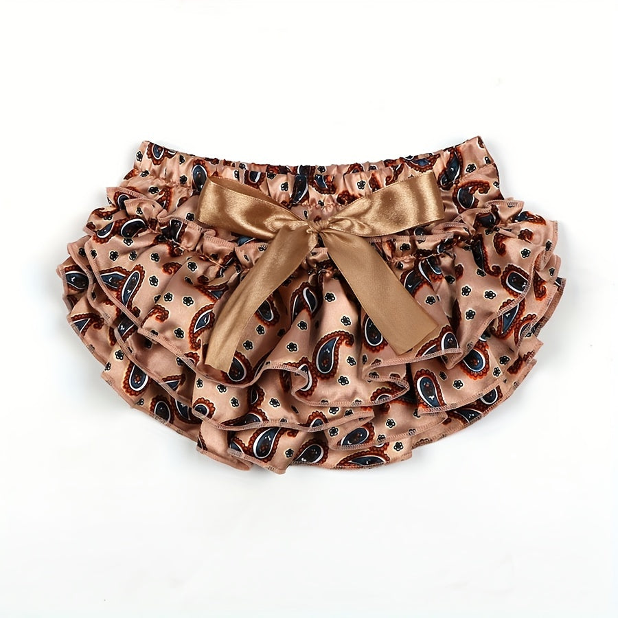 Baby Shorts Cashew Flower Pattern Satin PP Pants Set