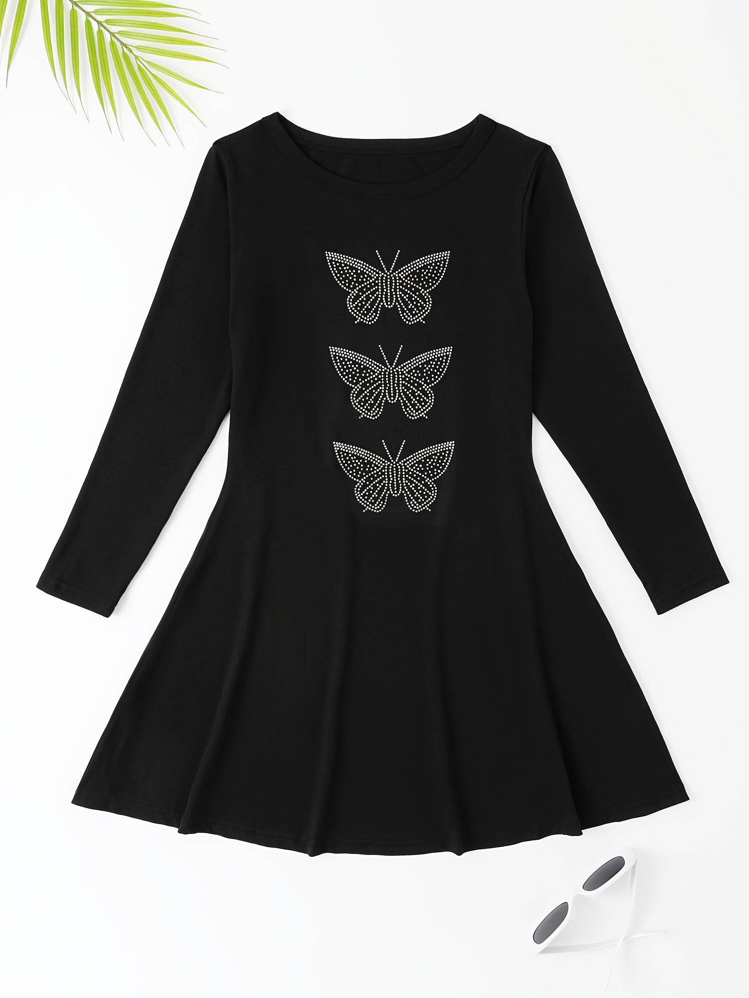 Butterfly Long Sleeve Dress Girls Kids Clothes