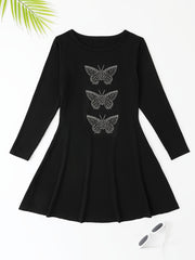 Butterfly Long Sleeve Dress Girls Kids Clothes