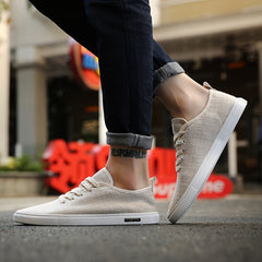 Men's Linen Lace Up Casual Sneakers Breathable Lightweight Shoes