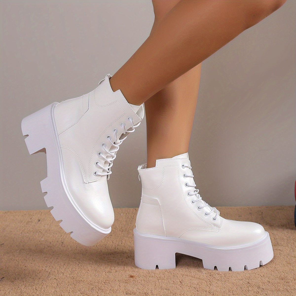 Women's Chunky Heel Platform Combat Boots