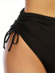 High Stretch Bikini Bottom Drawstring Tie Side High Cut Beachwear
