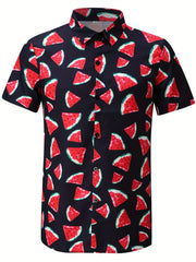 Hawaiian Style Print Men's Short Sleeve Shirt for Summer Vacation